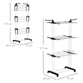 Miniatyrbillede 3 af 6: Rootz Airer - Tørrestativ - Vasketøjsstativ - Foldbart design - Høj belastningskapacitet - Mobilitet og stabilitet - 73 cm x 64 cm x 177 cm - Metalram