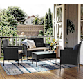 Miniatyrbillede 2 af 7: Rootz 4-delt PE Polyrattan Havemøbelsæt - Patio Siddegruppe - Udendørs Lounge - Galvaniseret metalstel - 56,5 cm x 99 cm x 71 cm