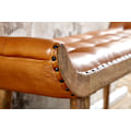 Miniatyrbillede 6 af 7: Rootz bænk ægte læder - massiv træ bænk brun 125x50x38 cm Chesterfield - Design polstret bænk gang - Læder bænk sengebænk 2 personer - Moderne entre b