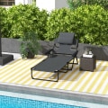 Miniatyrbillede 2 af 6: Rootz Garden Lounger - Solseng - Relax Lounger - Sammenklappelig - Vejrbestandig - Metalramme - Vandtæt - Mesh stof-polyester - Mørkegrå - 194cm x 72c