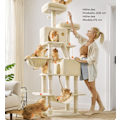 Miniatyrbild 2 av 7: Rootz Large Beige Cat Tree - Cat Condo - Multi-level Cat Tower - Spånskiva, plysch, Sisal - 60 cm x 50 cm x 206 cm - 23,5 kg - 75 kg Kapacitet