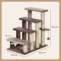 Pikkukuva 3 / 10: Rootz Cat Tree-Stair Combo - Lemmikkien portaat - Kiipeilyapu - Leikki- ja lepoalue - Kissan raapimistolppa - Pehmovuorattu - 60 cm x 40 cm x 64 cm