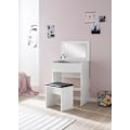 Miniatyrbillede 3 af 7: Rootz Toiletbord 60x81x40 cm Hvidt Konsolbord Træ Moderne - Kosmetikbord med skammel og spejl - Hvidt toiletbord med klaprum - Moderne make-up bord pi