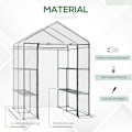 Miniatyrbillede 4 af 11: Rootz Walk-In Film Drivhus - Haveskur - Plantehus - Forlænger vækstsæsonen - 6 hylder - Roll-Up lynlåsdør - 143 cm x 143 cm x 195 cm