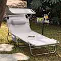 Miniatyrbillede 4 af 9: Rootz justerbar solseng med baldakin - Haveseng - Strandseng - Holdbar metalramme - Syntetisk fiberstof - Opbevaringslomme - 195 cm x 90 cm x 63 cm