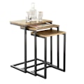 Miniatyrbillede 1 af 7: Rootz sæt med 3 indskudsborde - Sideborde - Sofaborde - Pladsbesparende design - MDF og metal - 46cm x 61cm x 30cm