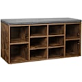 Miniatyrbillede 1 af 7: Rootz Skobænk - Skostativ - 10 rum - Industriel - Polstring - Brun - Grå - 104 x 30 x 48 cm