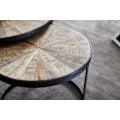 Miniatyrbild 3 av 7: Rootz design soffbordsset med 2 st mango massivt trä häckbord runda - Soffbord med metallben brunt - Bordsunderlägg 2-delat häckbord i trä - metall sv