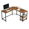 Pikkukuva 2 / 10: Rootz Industrial Computer Desk - Vintage toimistopöytä - L-muotoinen pöytä - Musta metallirunko - Tilaa säästävä - Säädettävät jalat - Runsaasti säily