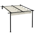 Miniatyrbild 1 av 7: Rootz Garden Gazebo - Infällbart tak - Väggmonterad - Metallram - Stål - Polyester - Krämvit - 297L x 297W x 200/230H cm