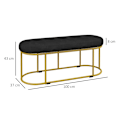 Miniatyrbillede 3 af 5: Rootz Skobænk - Retro Design - Sengebænk - Gangbænk - Fløjlslook - Op til 200 kg - Metalstel - Sort - 100 X 37 X 43 cm