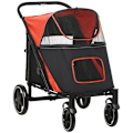 Miniatyrbild 1 av 3: Rootz Folding Dog Trolley - One-click System - Resesaker - Vikbar - 2 säkerhetslinor - Stål+oxford tyg - Röd + Svart - 112L x 65W x 100H cm
