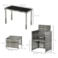 Miniatyrbillede 3 af 7: Rootz Poly Rattan siddegruppe - Spisesæt - Havesæt - 5 stykker med hynder - Grå - 120L x 60W x 72H cm