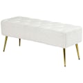 Miniatyrbillede 1 af 10: Rootz sengebænk med imiteret lammeuldsbetræk - Polstret bænk - Soveværelsesbænk - Tyk polstring - Stålben - Cremefarvet - 112 cm x 41 cm x 46 cm
