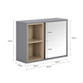 Miniatyrbillede 4 af 7: Rootz Mirror Door Wall Cabinet - Badeværelsesopbevaring - Vægskab - Rumbesparende - 60 cm x 45 cm x 20 cm