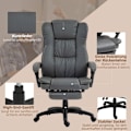 Miniatyrbillede 8 af 11: Rootz Justerbar drejestol - Kontorstol - Ergonomisk hvilestol - Massagefunktion - Faux læder - 68,5x68,5x113-121cm