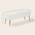 Miniatyrbillede 3 af 10: Rootz sengebænk med imiteret lammeuldsbetræk - Polstret bænk - Soveværelsesbænk - Tyk polstring - Stålben - Cremefarvet - 112 cm x 41 cm x 46 cm