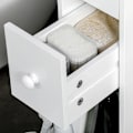 Miniatyrbild 7 av 7: Rootz Badrumsskåp - Smal design - Rullskåp - Två lådor - Fyra hjul - MDF-ram - Vit - 16L x 49,5W x 66H cm