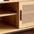 Miniatyrbillede 6 af 8: Rootz moderne design garderobebænk - Sæde med gråt stofbetræk - Opbevaring af skydedøre - Eget finish - Justerbare hylder - 120 cm x 75,5 cm x 40 cm