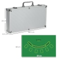Miniatyrbild 3 av 7: Rootz Casino Tillbehör - Chips Poker Set - Chips Poker Chip Case - Inklusive matta - 300 marker - 2 kortlekar - Silver - 38,5 cm x 23 cm x 6,5 cm