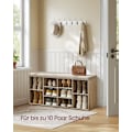 Miniatyrbillede 2 af 7: Rootz skostativbænk - Skoopbevaring - Skoopbevaring - Spånplademateriale - 30 cm x 104 cm x 48 cm - Kamelbrun, skumsæde, imiteret linnedbetræk