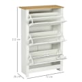 Miniatyrbillede 3 af 5: Rootz Skoskab - Skostativ - Skoopbevaring - 3 rum - 18 par sko - Spånplade - Hvid-brun - 72 Cm X 26 Cm X 112 Cm