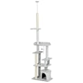 Miniatyrbild 1 av 6: Rootz PawHut takhög kattskrapstolpe - Cat Activity Center - Cat Retreat - Höjdjusterbar - Flera plattformar - Robust konstruktion - 60W x 40D x 225-25