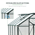 Miniatyrbillede 6 af 11: Rootz Drivhus - Klart Polycarbonat Drivhus - Stort Walk-in Green House - Aluminiumslegering/PC-plade - Grøn/Transparent - 190L x 252W x 201H (cm)