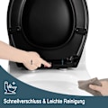 Miniatyrbild 4 av 9: Rootz O-formad toalettsits - Heavy-Duty Toalettlock - Duroplast - Matt Svart/Vit - Soft Close - Snabbkoppling - 44,7cm x 5,5cm x 37,1cm