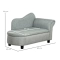 Miniatyrbillede 3 af 6: Rootz børnesofa - Chaiselong - Skjult opbevaringsrum - Eucalyptus træramme - Imiteret linned - Grå - 80 x 40 x 49 cm