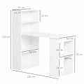Miniatyrbillede 3 af 4: Rootz Desk Kontorbord - Computerbord - 2 hylder - Pladsbesparende design - 5 hylder - Spånplade - Hvid - 120 Cm X 55 Cm X 120 Cm