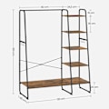 Pikkukuva 3 / 7: Rootz-vaateteline - Vaateteline - 5 tasoinen vaateteline - Vaateteline - Seisova vaateteline - Riipputeline - Vintage ruskea-musta - 45 x 120 x 160 cm
