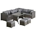 Miniatyrbillede 1 af 7: Rootz Sofasæt - Havemøbelsæt - Hjørnesofa - Armløs sofa - Fodstøtte - Sædesæt i polyrattan - Mørkegrå