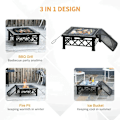 Miniatyrbillede 5 af 11: Rootz 3-in-1 Fire Pit - Fire Pit with Spark Guard - Grill Grate - Ice Bucket - Garden - BBQ - Black 76 x 76 x 47 cm