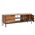 Miniatyrbillede 4 af 7: Rootz lowboard massivt sheesham træ 147x51x38 cm tv kommode med to døre - Design tv skab høj - tv stand tv skab moderne - tv kommode stue