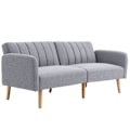 Miniatyrbillede 1 af 11: ROOTZ 2 -SEATER SOFA BED - SLEEPER SOFA - Konvertibel sofa - Linnedlignende polyester - Justerbar komfort - 173x75x73 cm - Grå