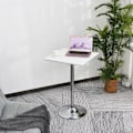 Miniatyrbild 6 av 6: Rootz Bar Table - Bistro Table Pub - Height-Adjustable - Square Bar Table - Steel - White - 60 x 60 x 69-92 cm