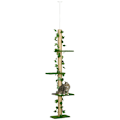 Miniatyrbild 6 av 6: Rootz golv-till-tak kattträd - Höjdjusterbar skrapstolpe - Konstgjorda löv - Spånskiva - 37cm x 21cm x 202-242cm