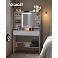 Miniatyrbillede 5 af 10: Rootz White Toiletbord - Spånplader - Makeup Skrivebord - Opbevaringsorganer - 40 cm x 90 cm x 144,7 cm - 31,6 kg - 100 kg Belastningskapacitet