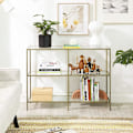 Miniatyrbild 7 av 7: Rootz Konsolbord - Sidobord - 3 hyllor - Förvaringsställ - Glas - Metall - Guld - 100 x 30 x 73 c