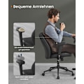 Miniatyrbillede 4 af 6: Rootz Office & Justerbare Armlæn Skrivebordsstol - Blæksort - Stål - PU-læder - Højdejusterbar - 66cm x 66cm x (86,5-94,5cm)
