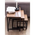 Pikkukuva 4 / 7: Rootz 3 Design sivupöydät Sheesham Nesting Pöydät metallijalat - Placematto 3 kpl Materialmix - Anstellische massiivipuuta