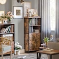 Pikkukuva 5 / 8: Rootz Kirjahylly - Keittiön kaappi 2 avolokerolla - Kaappi - Säädettävä hylly - Vintage ruskea-musta (60 x 35 x 125 cm)