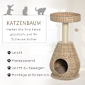 Miniatyrbild 4 av 11: Nancy's Agen Point Cat Tree Krabpaal met Kattengrot - Geel - Gefabriceerd Hout, Pluche, Sisal - 15,74 cm x 15,74 cm x 32,48 cm