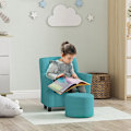 Miniatyrbild 2 av 10: Rootz Kids Fåtöljset - Barnsoffa - Matchande ottomansk - Snyggt ryggstöd i diamant - Träram - Mysig stoppning - Blå - 45cm x 43cm x 50,5cm