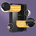 Miniatyrbillede 4 af 5: Rootz Multi -Purpose File Cabinet - Opbevaringsskab - Matt Black Cabinet - Holdbart pulverovertrukket stål - 40 x 80 x 180 cm