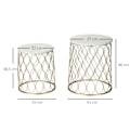 Miniatyrbillede 3 af 8: Rootz Terrassebord - Havebord - Sidebord - Sofabord - Marmor & Guldeffekt - Stål - Guld/Hvid - 41 x 46cm & 35 x 38,5cm