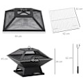 Miniatyrbillede 3 af 7: Rootz Fire Pit - Ildskål - Ildkurv - Ildbord - Rundt ildsted - Til havecamping - BBQ - Med Poker Spark Protection - Stål - Sort - 45 x 45 x 34 cm