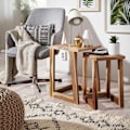 Miniatyrbild 3 av 3: Rootz Set med 2 sidor massivt trä sheesham design loungebord Fyrkantigt sängbord set i lantlig stil