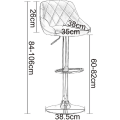 Miniatyrbild 3 av 9: Rootz justerbar barstol i konstläder - Bänkpall - Svängbar barstol - Justerbar i höjdled - 360° vridbar - Bekväm stoppning - Förkromat stål - 84cm-106